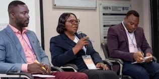 Panel members Fred Kasalirwe, Ifeoma Ndefo and Cosmos Kemavor,