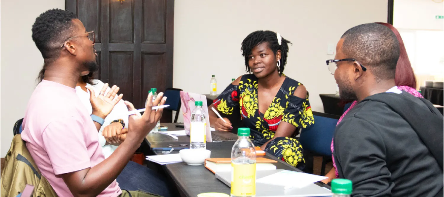 Students discussing topics at the Enterprise School