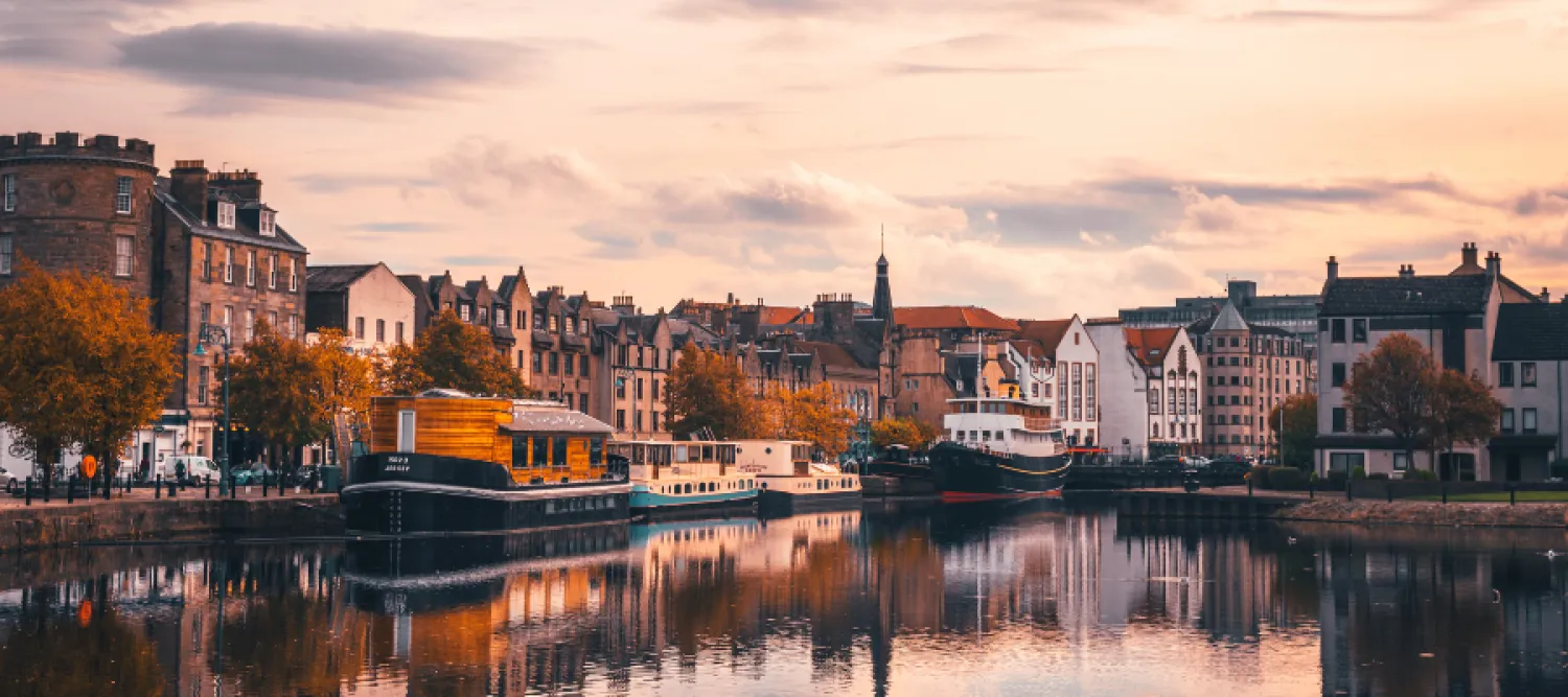 Leith docks reflection in the water