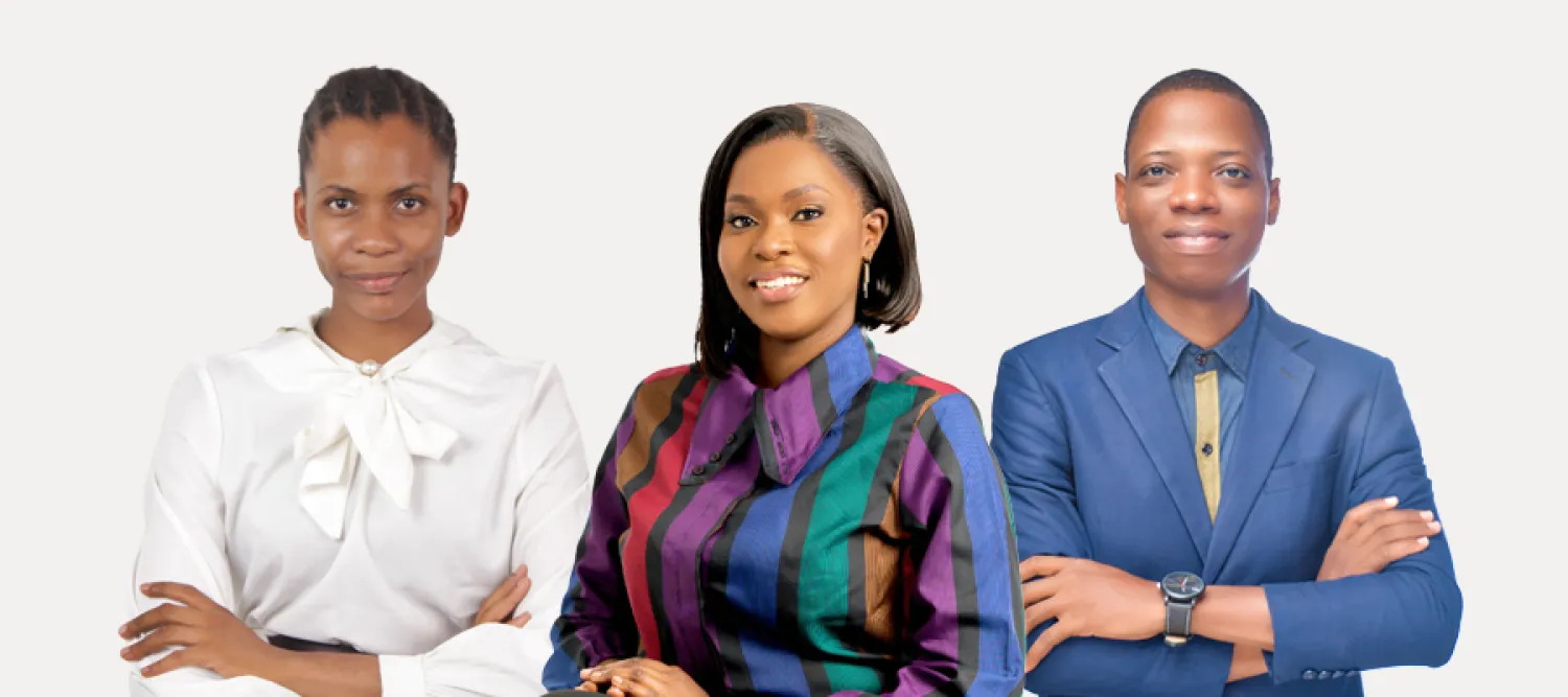 Portrait of three Mastercard Foundation Scholars