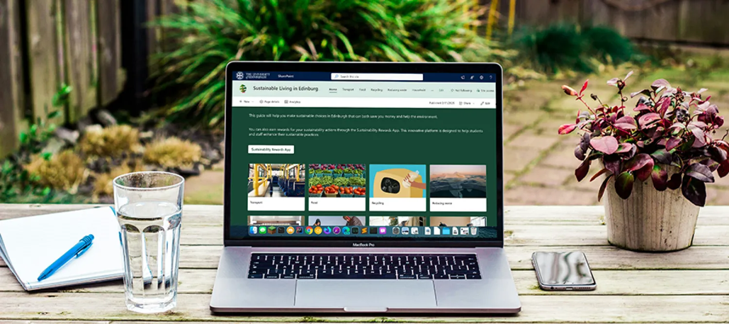 Laptop showing Sustainable Living in Edinburgh website