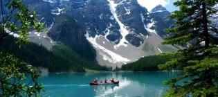 Canoe on lake in Canada