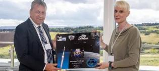 Principal Peter Mathieson meeting astronaut Dr Kate Rubins