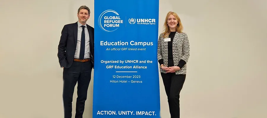 Alan Mackay and Sarah Hoey representing Edinburgh at the Global Refugee Forum