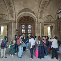 Students visiting the Cour Carée of the Louvre