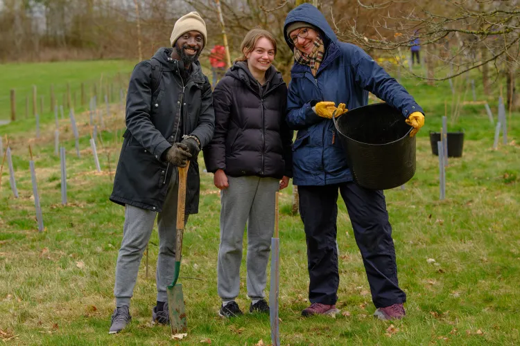 Staff and students plant trees for the Big Dig 2026